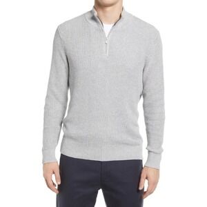 The Normal Brand Mens Waffle Knit Quarter Zip Mock Neck Pullover Grey Large